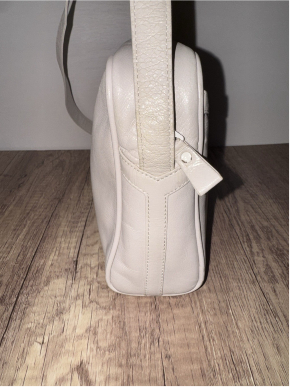 Vintage Yves Saint Laurent YSL White Leather Shoulder Bag Mod Minimalist Luxury - Picture 4 of 14